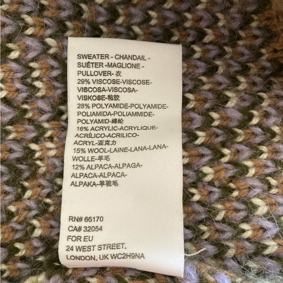 Anthropologie Fabiana Alpaca Wool Blend Fair Isle Knit Cropped Sweater - sz XS - Picture 13 of 14